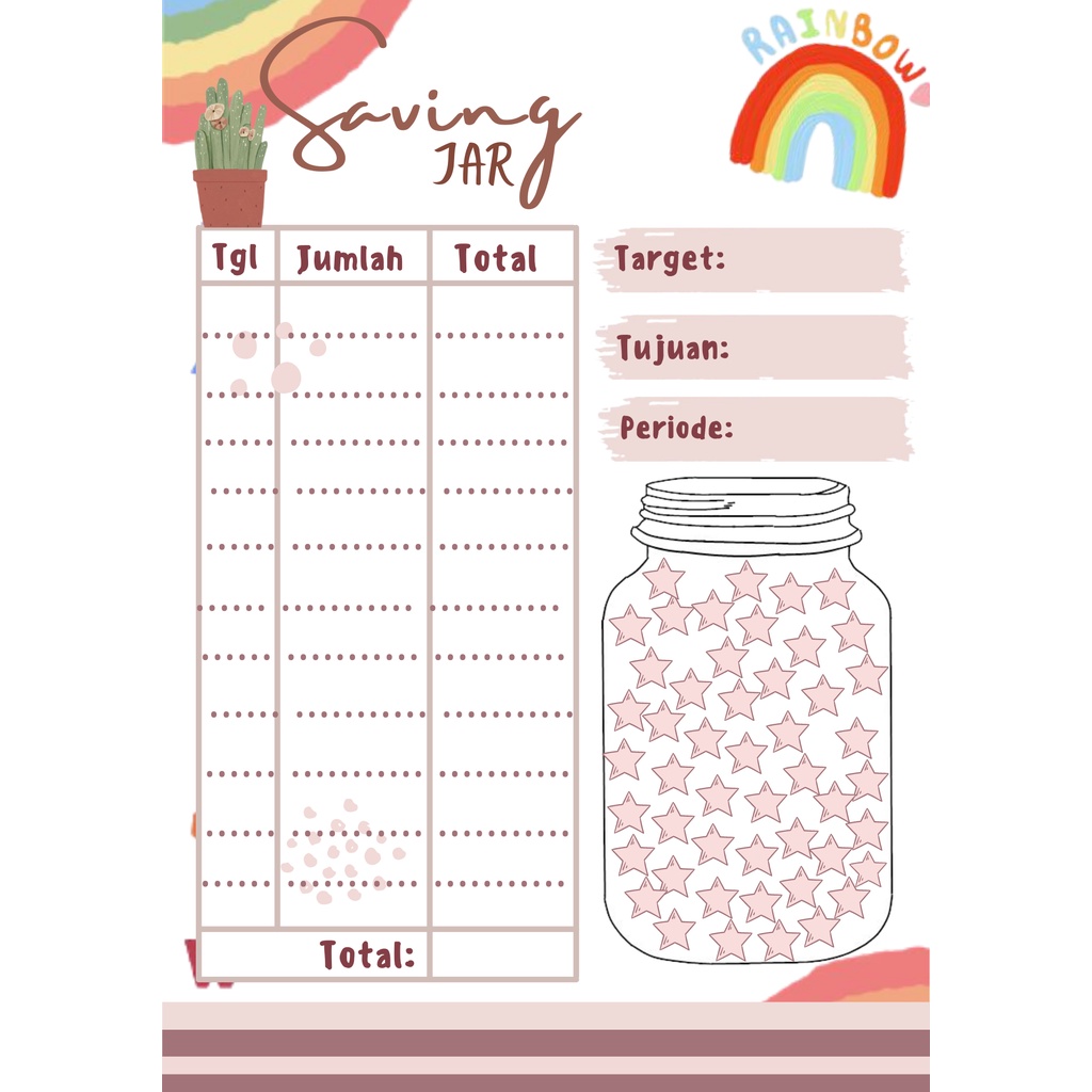Jual Kertas Saving Jar Tabungan Celengan Target | Shopee Indonesia