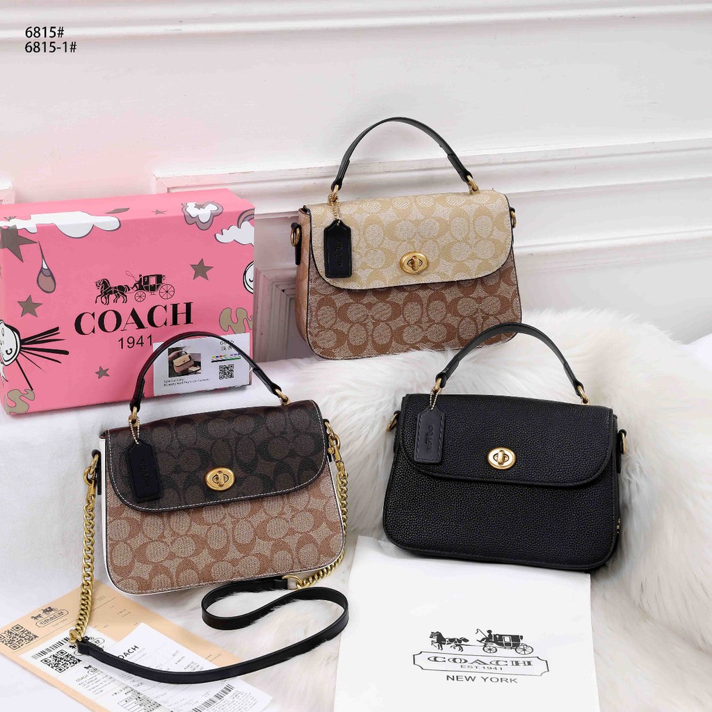 Jual Coach Marlie Top Handle Satchel in Blocked Signature Canvas and