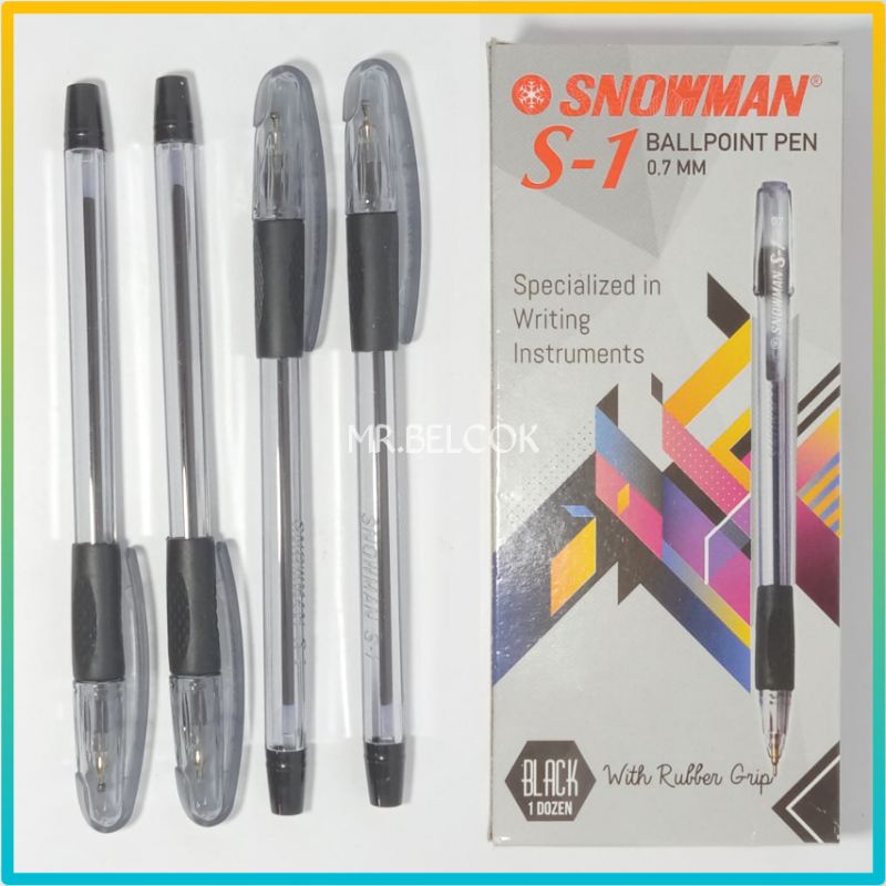 Pulpen Snowman S1 V1 Hitam Ballpoint Pen Pena 0.7mm