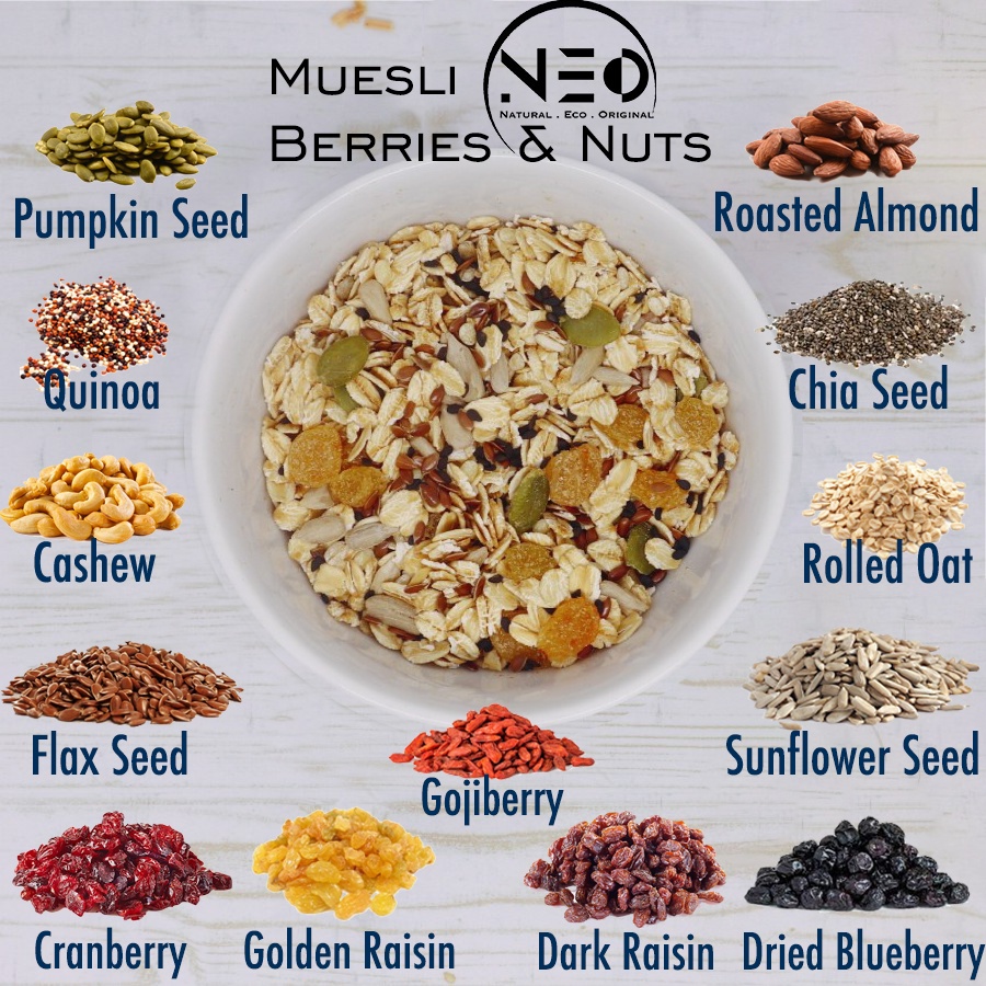 Jual Muesli Superfood Neo 1kg Sereal Sehat, Sarapan Praktis dan