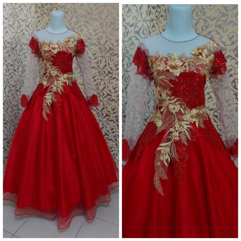 Jual LONGDRESS TILE GLITTER 3D // GAUN WEDDING// GAUN PESTA | Shopee ...