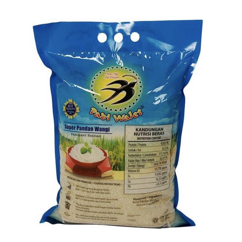 Jual BERAS- BERAS PANDAN WANGI PADI WALET 5KG -UNGGULAN. | Shopee Indonesia