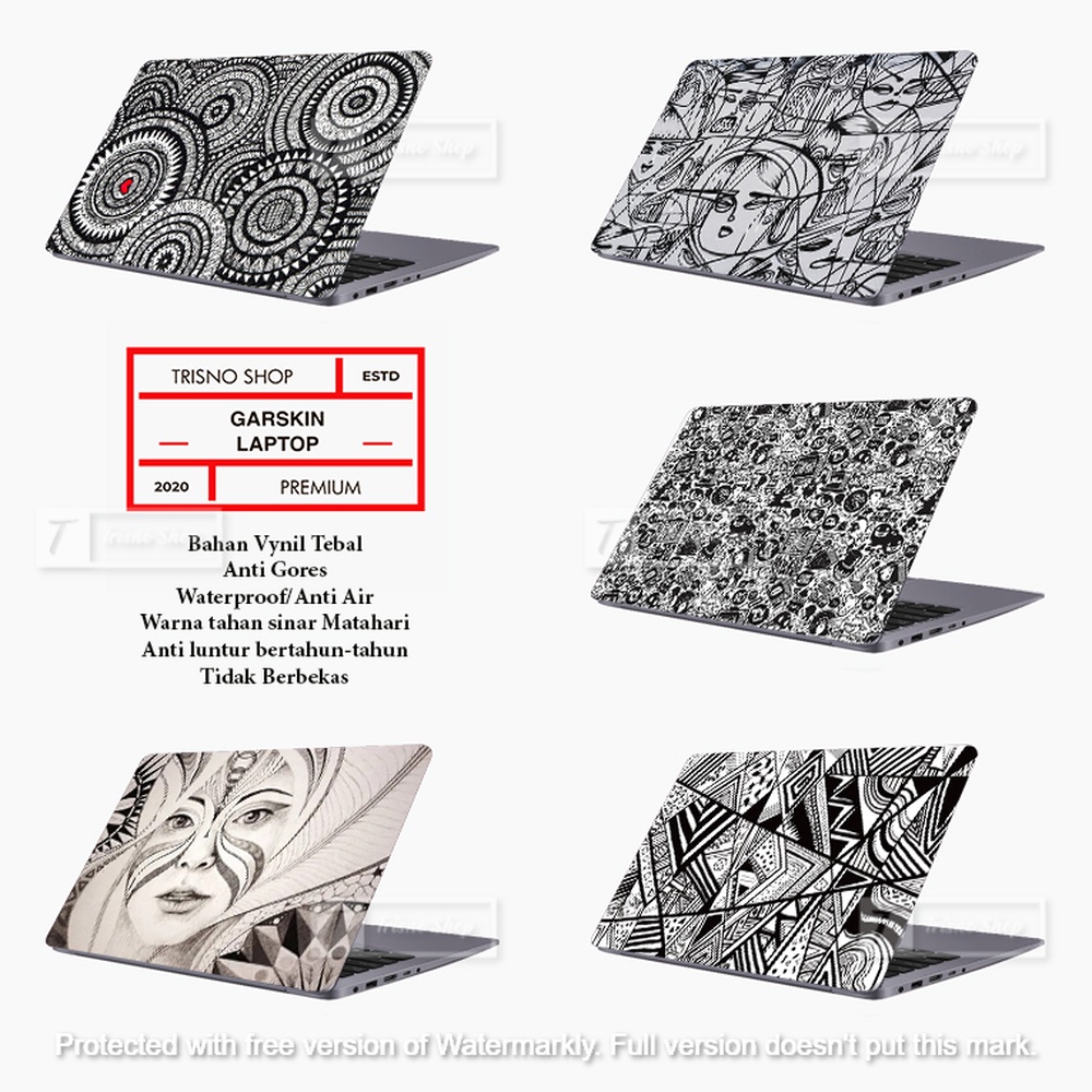 Jual Stiker Laptop Garskin Laptop Vintage Black White + Laminasi