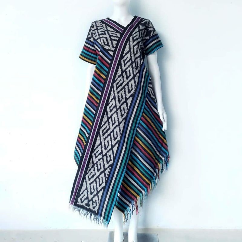 Jual dress tenun serong baju tenun jepara tunik tenun rumbai rawis ...