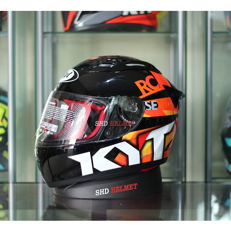 Jual Helm KYT Full Face RC7 Seri 19 Black Orange Terbaru Original
