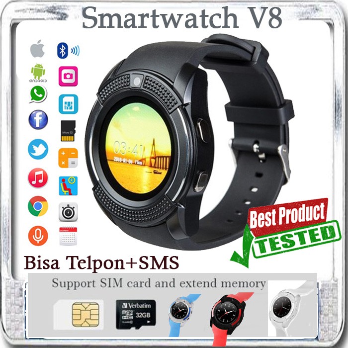 Jual SMARTWATCH V8 Original Smart Watch DZ11 Bisa Telp SMS Shopee Indonesia