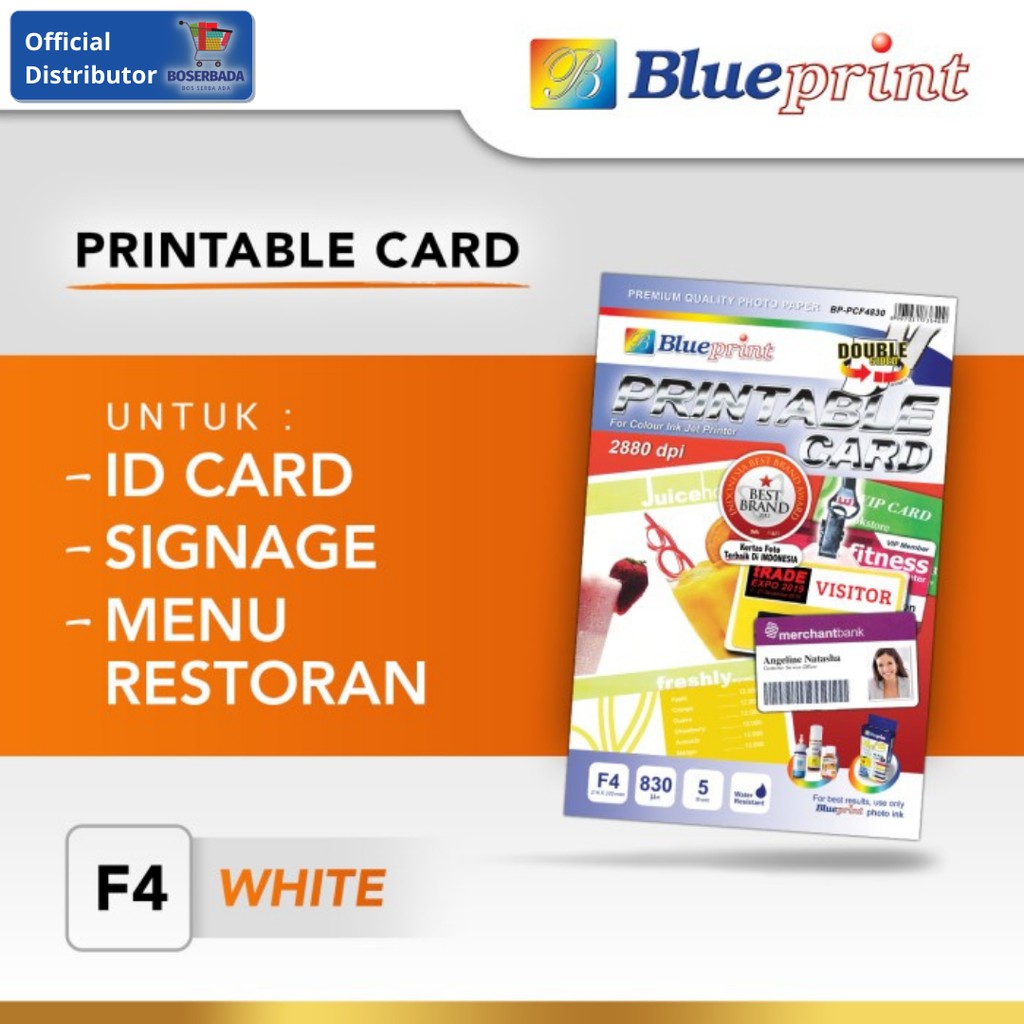 Jual BLUEPRINT - Printable Card / Kertas Cetak Kartu F4 - White ...