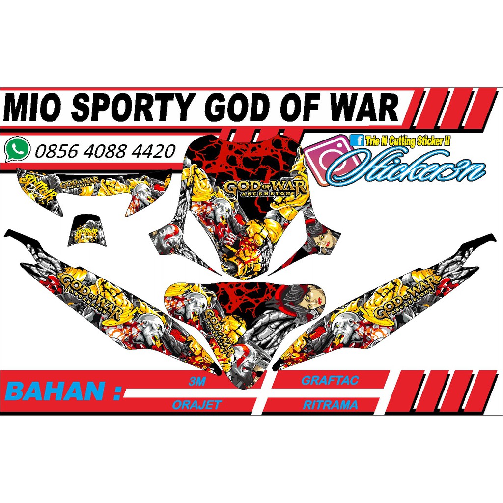 Jual Decal Sticker Yamaha Mio Sporty God Of War Full Bodi, sticker ...