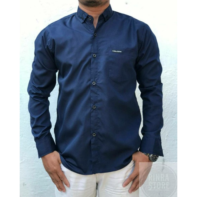 Jual Kemeja Slim Fit Pria Polos Lengan Panjang Formal Dan Casual Ready