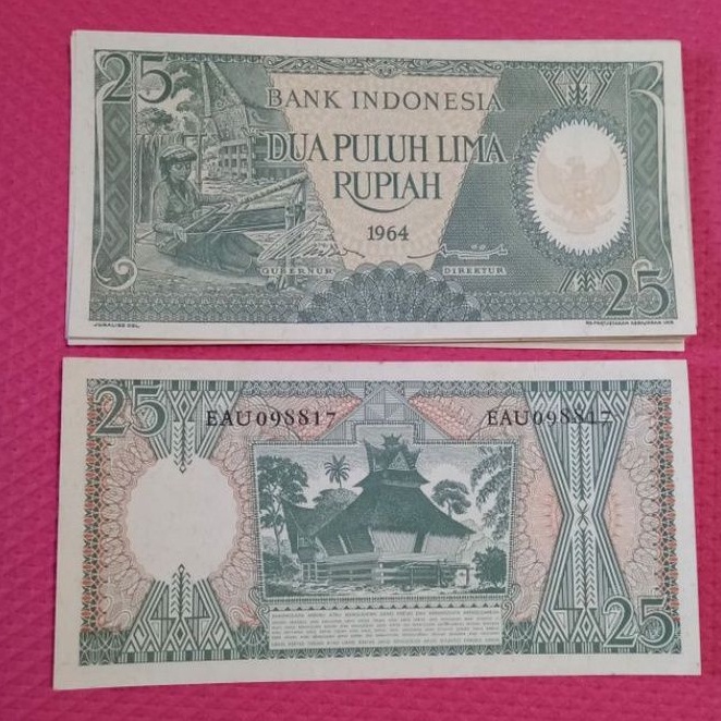 Jual Uang Kertas Kuno 25 Rupiah Tahun 1964 | Shopee Indonesia