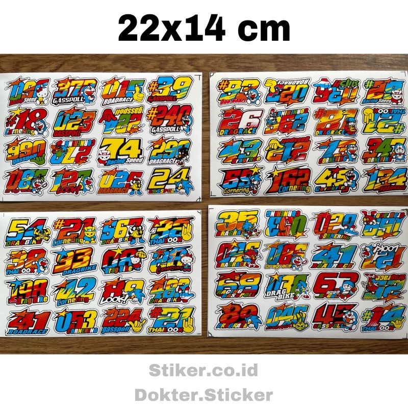 Jual STIKER ANGKA RACING 1 LEMBAR ISI 16 PCS UKURAN PERLEMBAR 22X14 CM ...