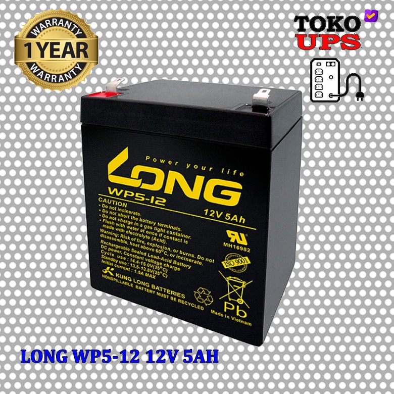 Jual Baterai UPS LONG WP5-12 12V 5AH Aki Kering LONG 12v 5AH | Shopee ...