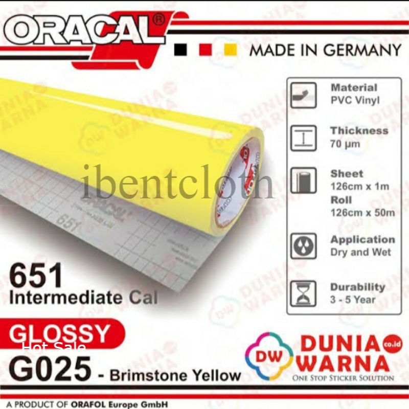 Jual STICKER ORACAL KUNING LEMON 025 DOFF / GLOSSY | Shopee Indonesia