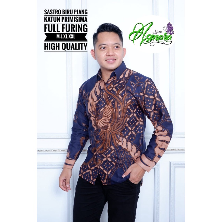 Jual Sastro Biru Asmara Batiksoloamanah Kemeja Baju Batik Pria Solo