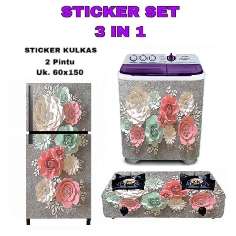 Jual Stiker kulkas 2 Pintu Set 3 In 1 Motif Origami Bunga SA | Shopee ...
