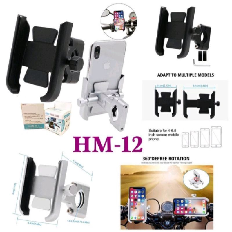 Jual HOLDER HP MOTOR DAN SEPEDA HM-12 ROTATION 360° | Shopee Indonesia