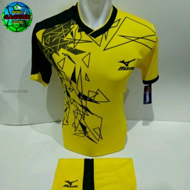 Jual setelan olahraga kaos bola jersey futsal baju volly mizuno segitiga kuning Shopee Indonesia