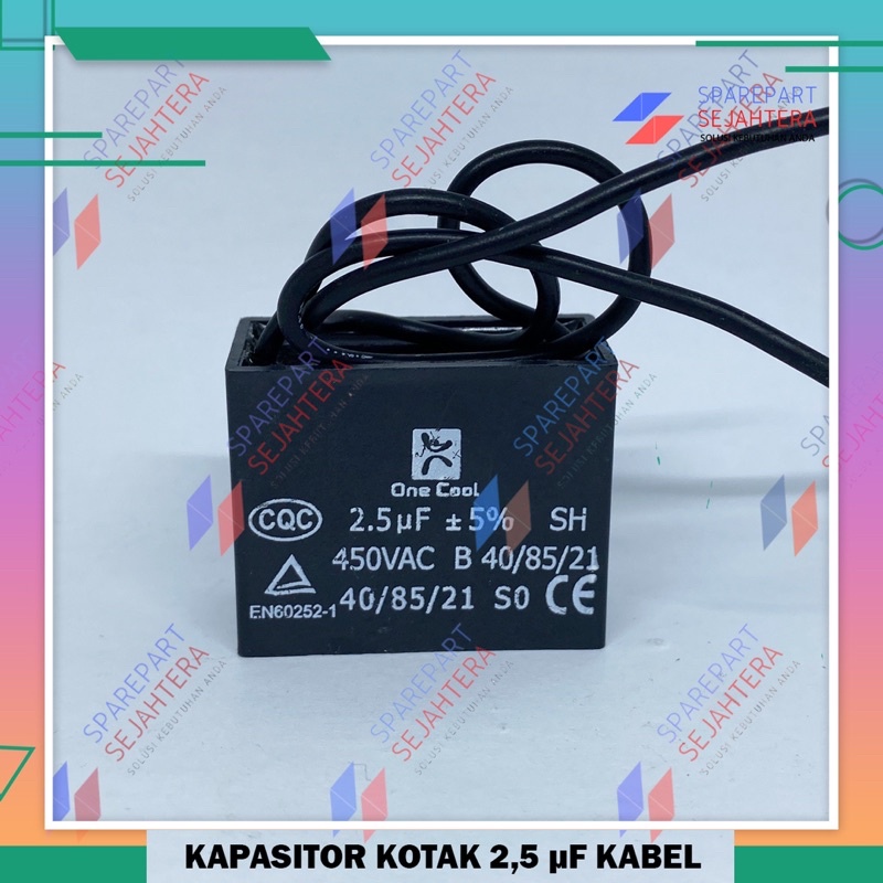 Jual KAPASITOR CAPASITOR KIPAS ANGIN FAN AC KABEL 2 KOTAK UKURAN 2.5 UF