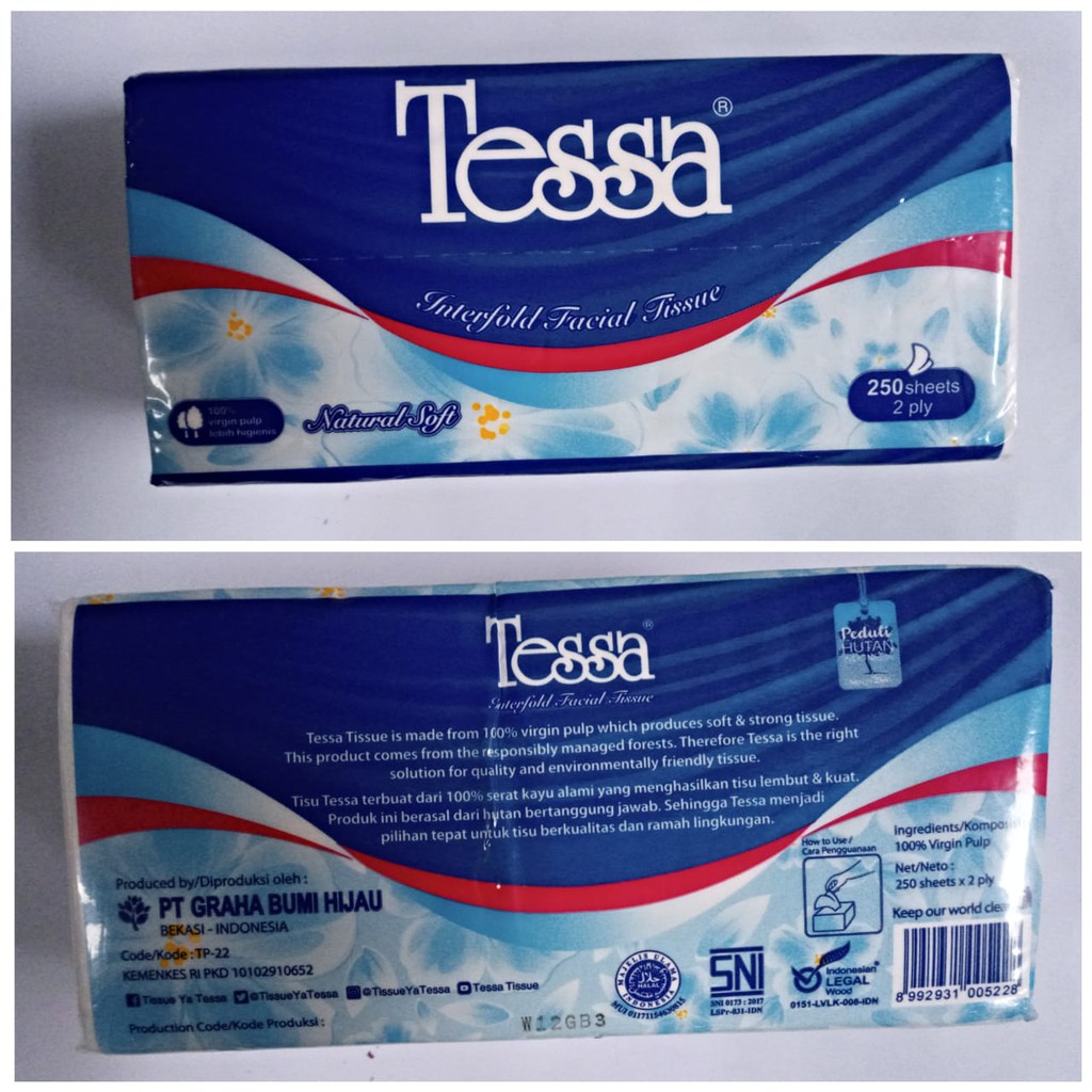 Jual Tisu Wajah Facial Tissue Tessa 250 Sheet 2 Ply Tisue Tesa Bgks