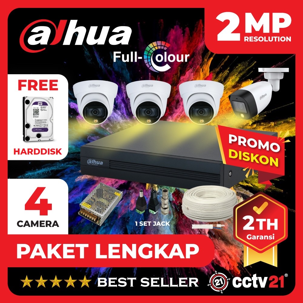 Jual Paket Cctv Dahua Full Color Ch Kamera Mp Cctv T A P Jam