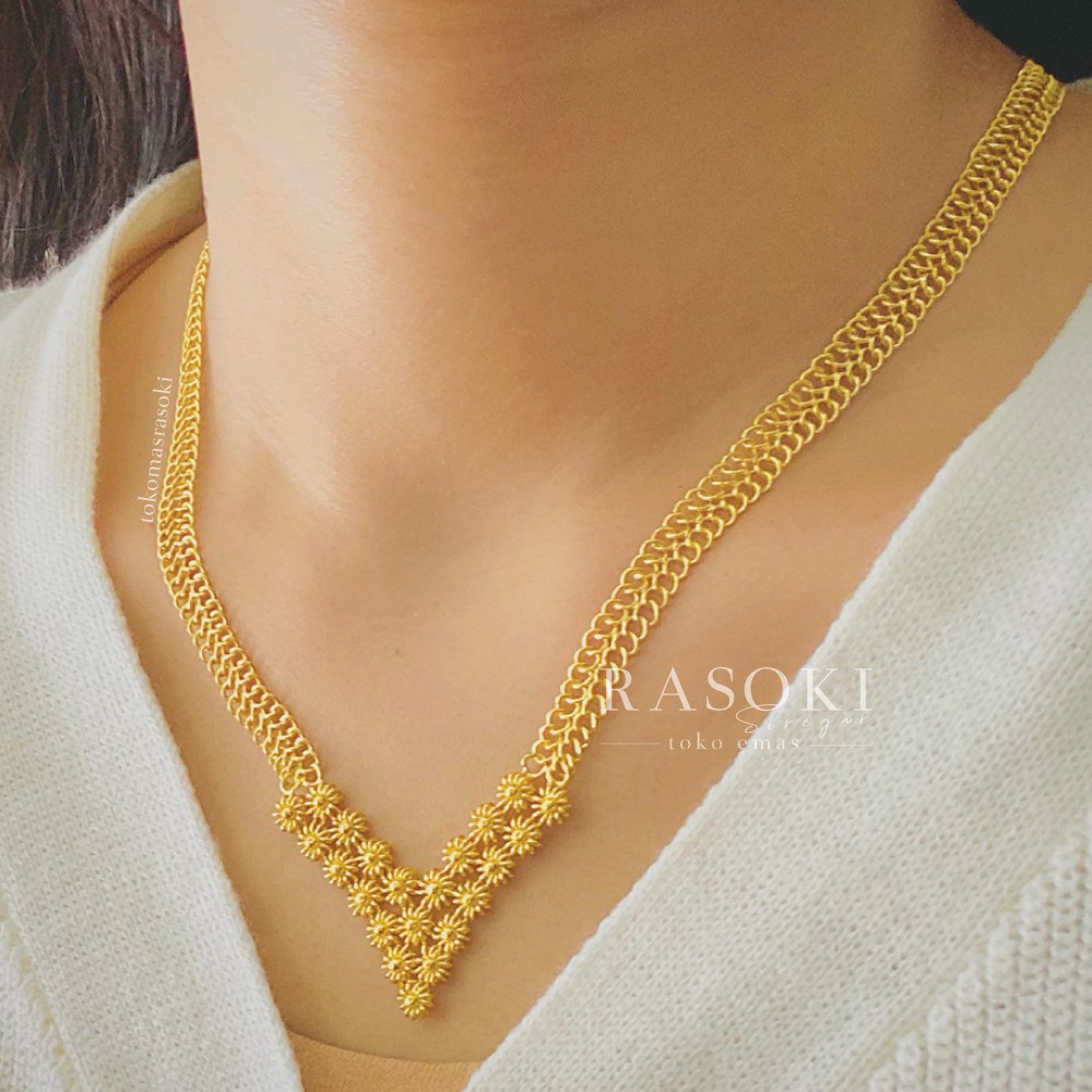 Jual KALUNG EMAS ASLI BUNGA MATAHARI 30gram EMAS LONDON LM 99,9