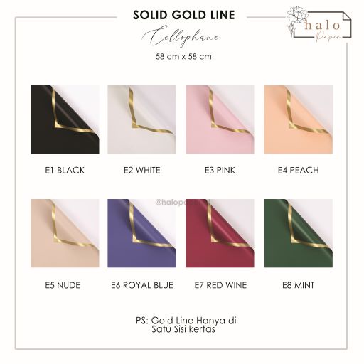 Jual (1 Lembar) SOLID GOLD LINE - FLOWER KERTAS CELLOPHANE ONE SIDED ...
