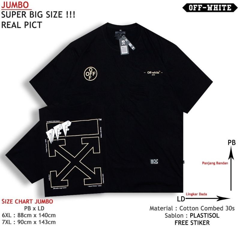 Jual T-SHIRT OFF WHITE JUMBO|BIGSIZE| OVERSIZE |KAOS PRIA |unisex
