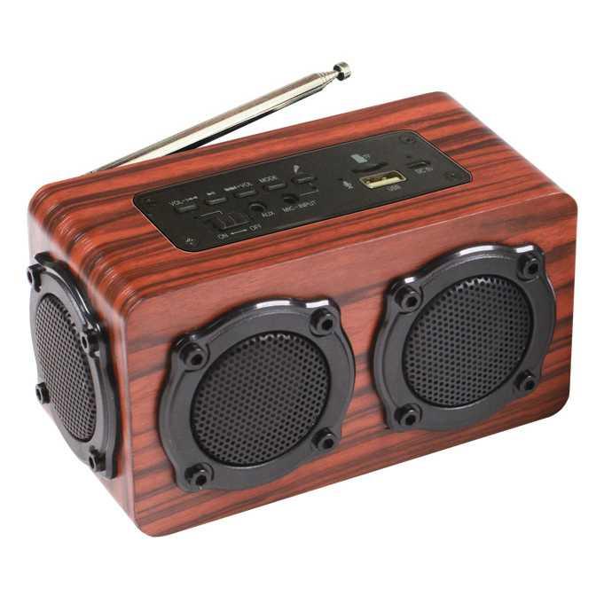 Jual Speaker Bluetooth Portable Radio FM Motif Kayu Coklat Y3694 ...