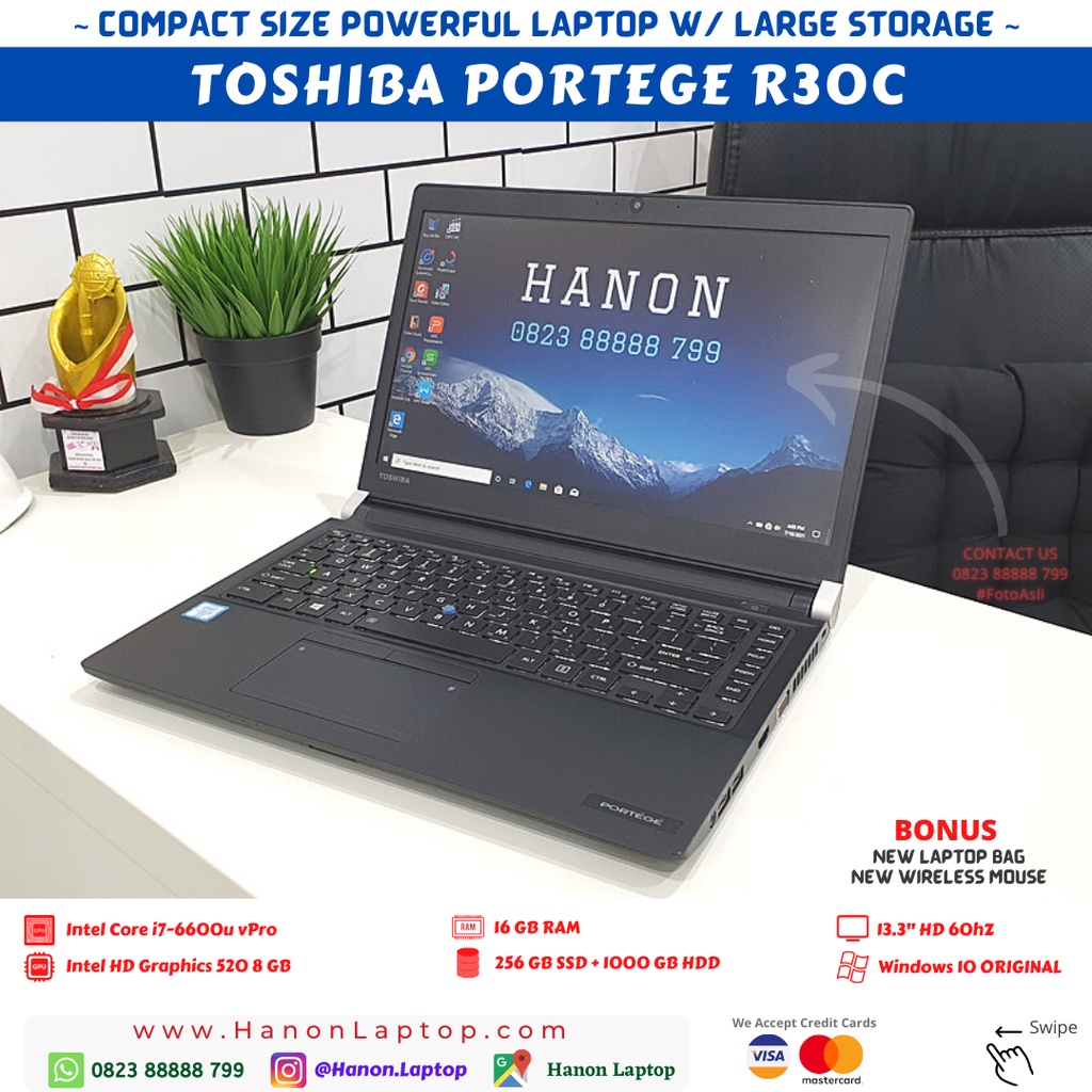 Jual Ultrabook Toshiba Portege R30C Premium Laptop (Core i7-6600U ...