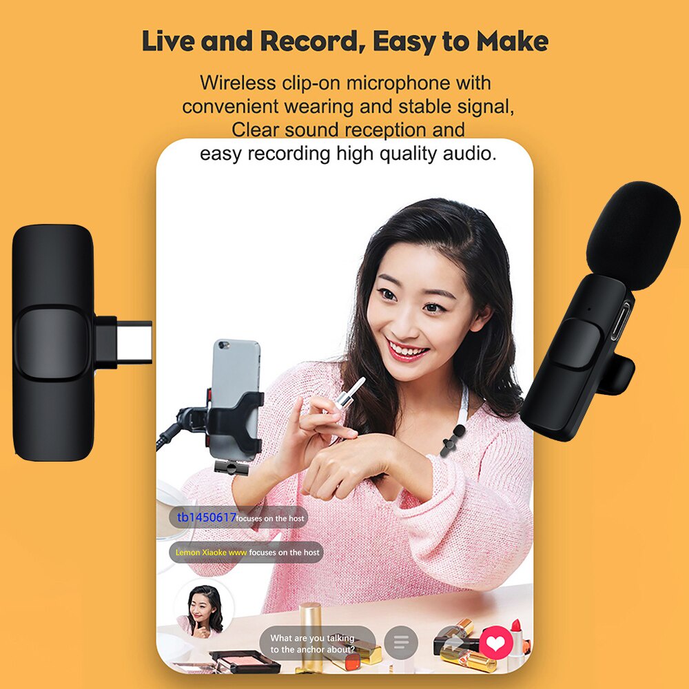 Jual ORIGINAL E60 2 Microphone Wireless + Receiver Type-C / Lightning ...