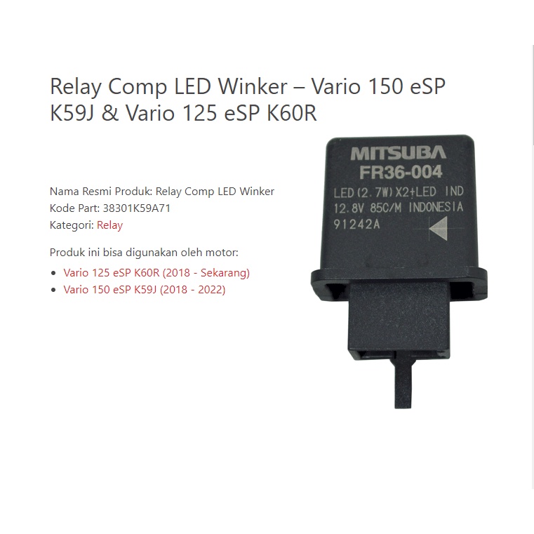 Jual RELAY COMP LED WINKER, RELAY SEIN LED, OTOMATIS LAMPU SEIN VARIO ...