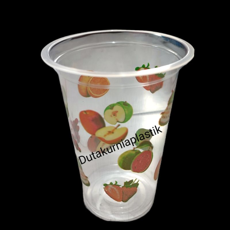 Jual Cup Gelas Plastik Motif Buah Starindo 16 Oz Untuk Minuman Jus Teh Jeruk Pop Ice Bobba 0825