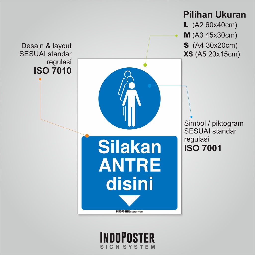 Jual Stiker Safety Sign Rambu K3 ISO Silakan Antre Disini | Shopee ...