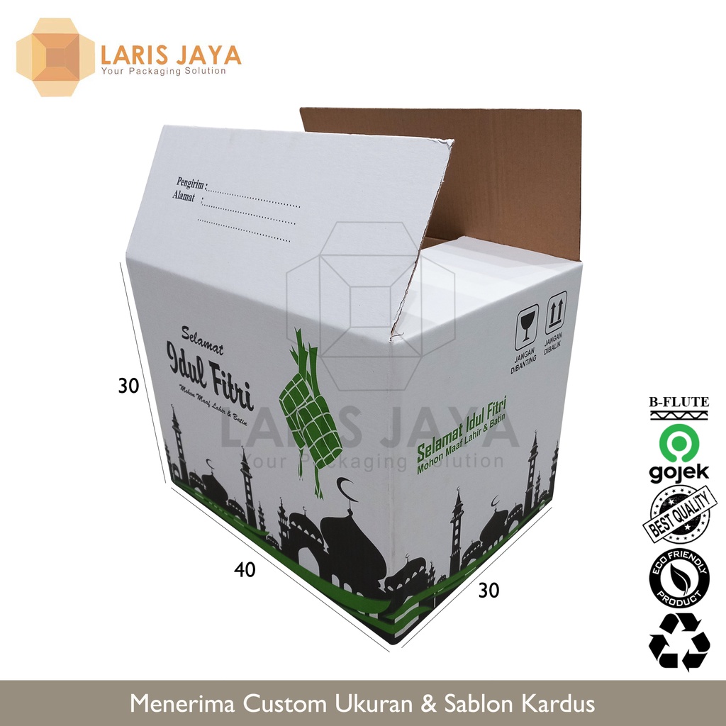 Jual KARDUS LEBARAN 40X30X30 PUTIH/HAMPERS/BOX PARCEL/IDUL FITRI ...