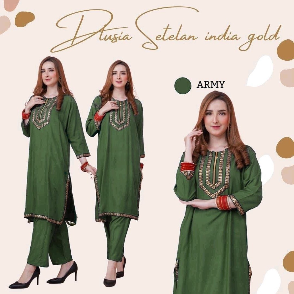 Jual Dlusia India One Set Wanita Kekinian Tunik Renda Jumbo Rayon ...