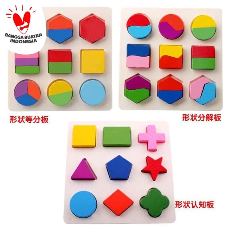 Jual Mainan Edukasi puzzle kayu bentuk/ Puzzle Chunky Shape ...