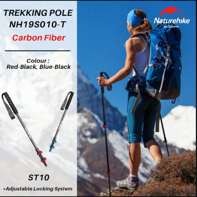 Jual TREKKING POLE CARBON FIBER TELESCOPIC ST10 NATUREHIKE