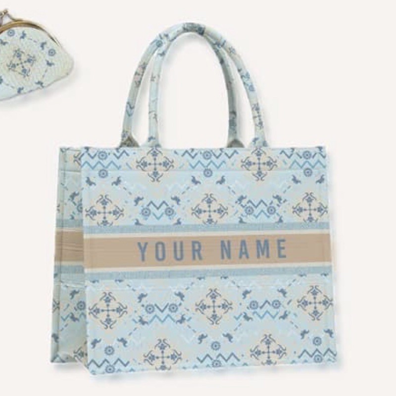 Custom Tote Bag Nama Tas Syahrini Viral Kanvas Premium Bahan Keras Seperti DI0R