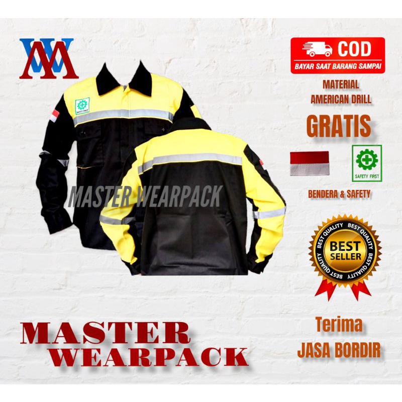 Jual Wearpack Atasan/Kemeja safety/Baju safety waena HITAM KUNING ...
