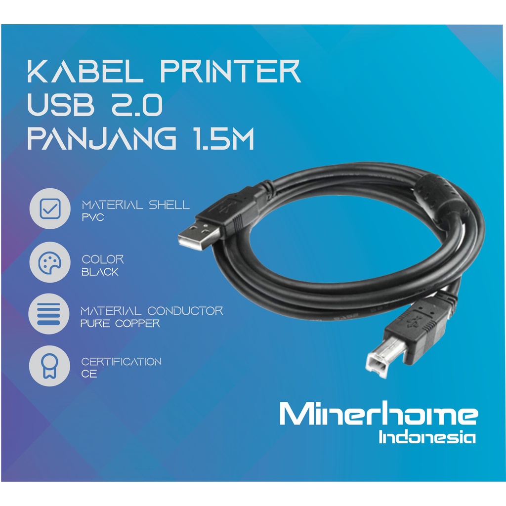 Jual Kabel USB 2.0 Printer Type A Male to Type B Male | Shopee Indonesia