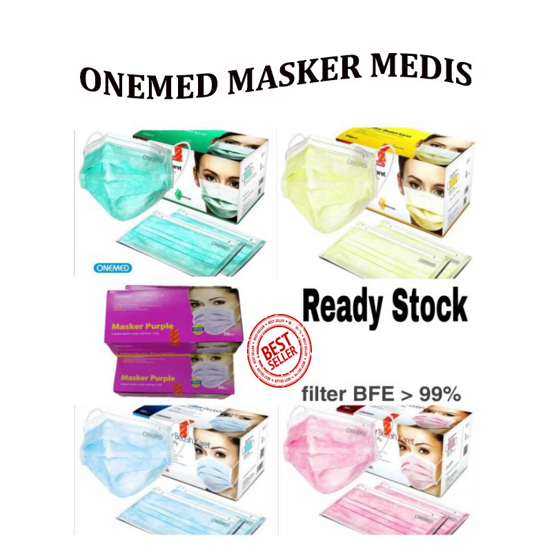 Jual ONEMED MASKER MEDIS ORIGINAL SEGEL 3 PLY SURGICAL 1 KOTAK ISI 50 ...