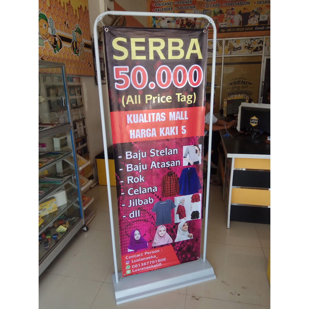Jual Custom Design Cetak Standing Door Frame Banner Spanduk 160x60cm ...
