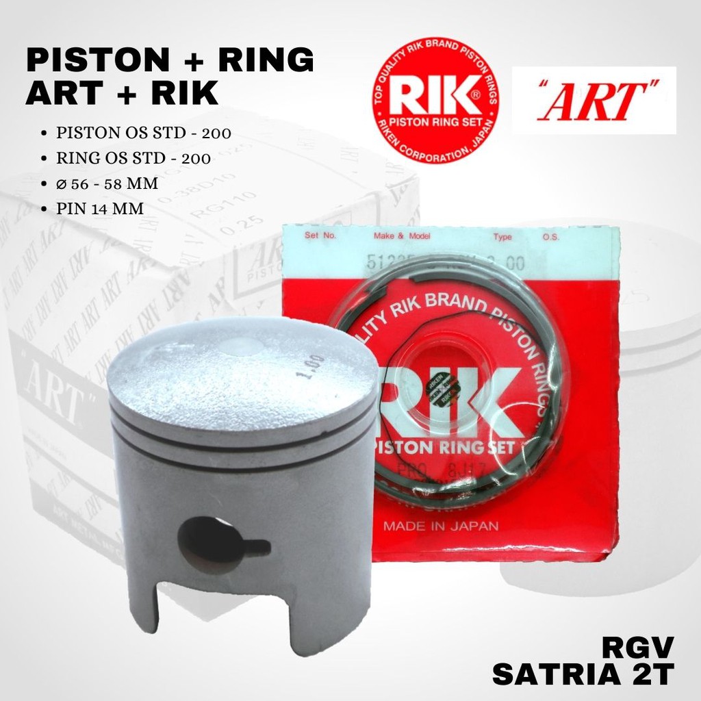 Jual Seher Piston set ART Satria 2T RGV + RING RIK OS STD 200