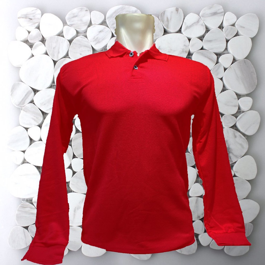 Jual Kerah LENGAN PANJANG MERAH Kerah S / KAOS BERKERAH LENGAN PANJANG