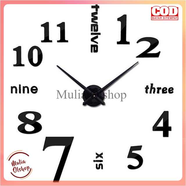 Jual Jam Dinding DIY Giant Wall Clock 5060cm Model English Word DIY