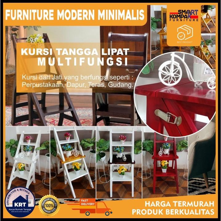 Jual Kursi Tangga Lipat C Chair Kayu Jati Fin Melamin Perpustakaan Shopee Indonesia