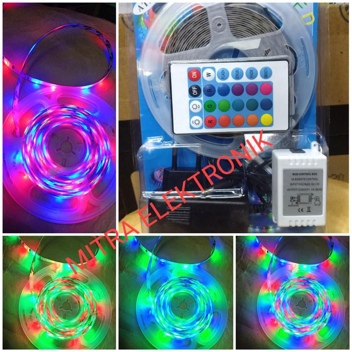 Jual Lampu Led Strip 5 Meter Rgb Warna Warni Ip44 3528 Komplit Set ...