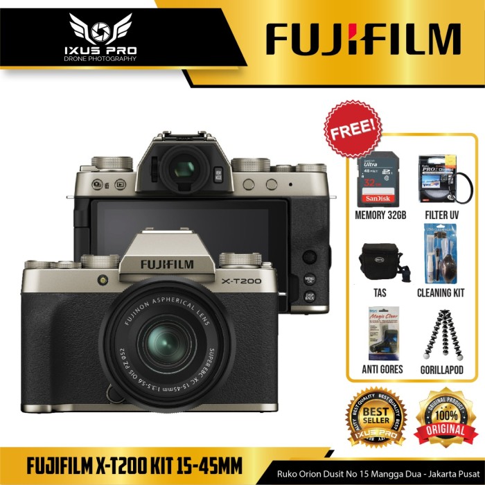 Jual FUJIFILM XT200 FUJI XT200 KIT 1545MM KAMERA MIRRORLESS PAKET