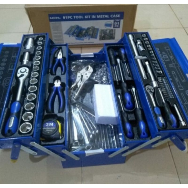 Jual Bes seler kunci set socket set tool kit 91 pcs merk sands | Shopee ...
