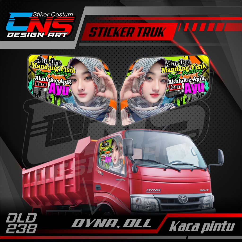 Jual Stiker Kaca Pintu Depan Truk Toyota Dyna Custom Foto Cewek Cantik